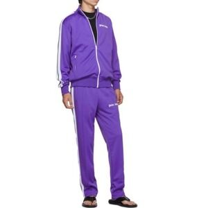 Palm Angels Men's Purple White Side Stripe Classic Slim Track Pants NWT Size XL